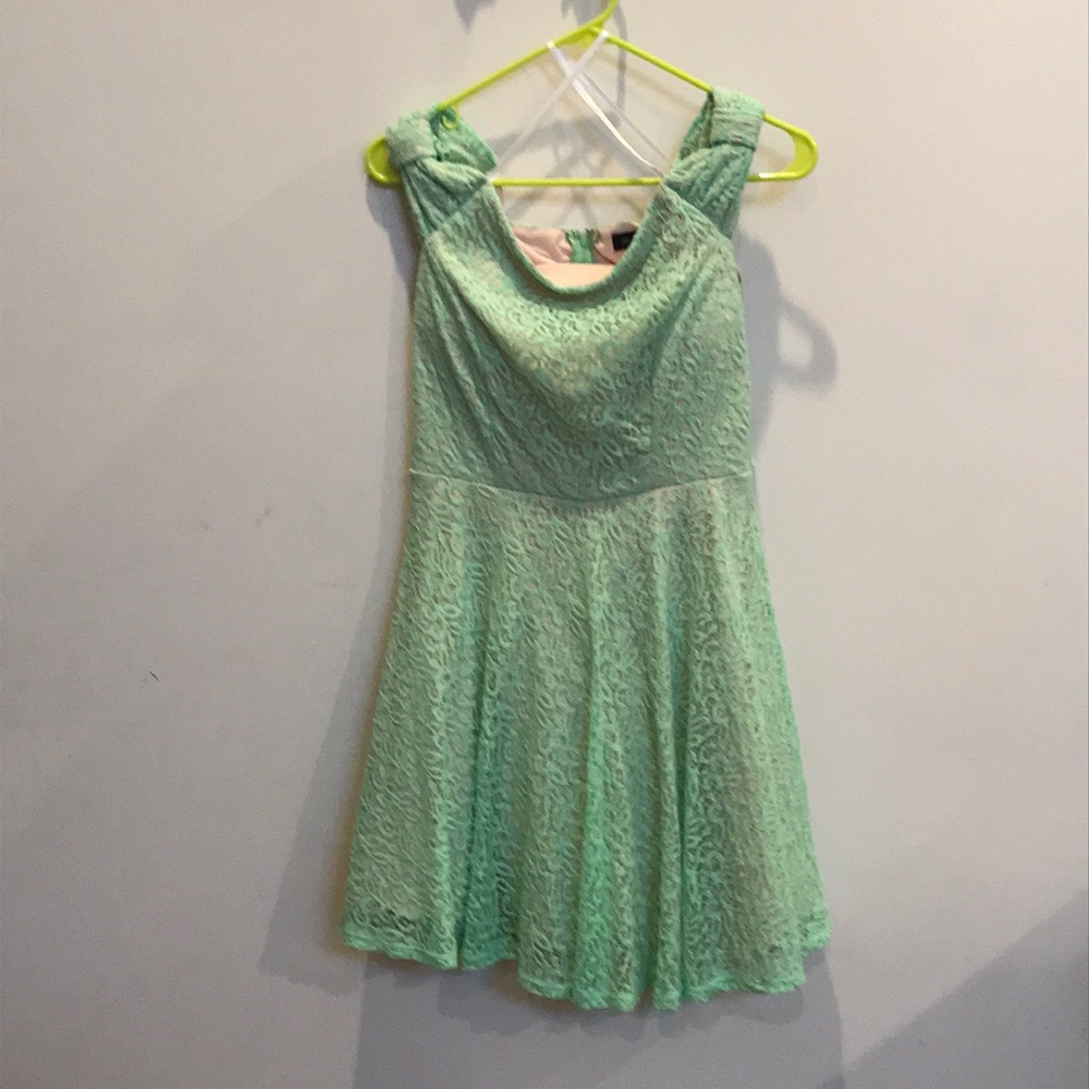 Mint and nude off shoulder dress- Jody Kristopher